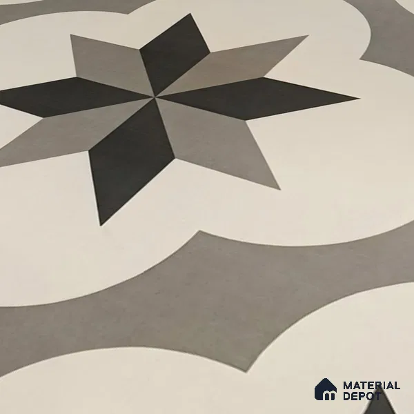 Moroccan Floor & Wall Tile TL 05449 Morissa Dove Gray 1 ft x 1 ft Ceramic Matte Finish - 7.5 mm | Suitable for Bathroom, Kitchen, Balcony | Please Expect a Slight Variation of Pattern (Sample)