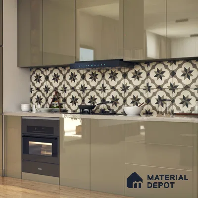 Moroccan Floor & Wall Tile TL 05449 Morissa Dove Gray 1 ft x 1 ft Ceramic Matte Finish - 7.5 mm | Suitable for Bathroom, Kitchen, Balcony | Please Expect a Slight Variation of Pattern (Sample)