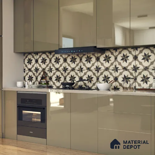 Moroccan Floor & Wall Tile TL 05449 Morissa Dove Gray 1 ft x 1 ft Ceramic Matte Finish - 7.5 mm | Suitable for Bathroom, Kitchen, Balcony | Please Expect a Slight Variation of Pattern