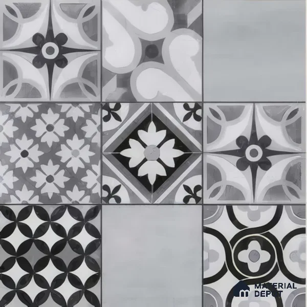 Moroccan Floor & Wall Tile TL 05422 Morissa Marrakech Mist 1 ft x 1 ft Ceramic Matte Finish - 7.5 mm | Random Design | Suitable for Bathroom, Kitchen, Balcony (Sample)