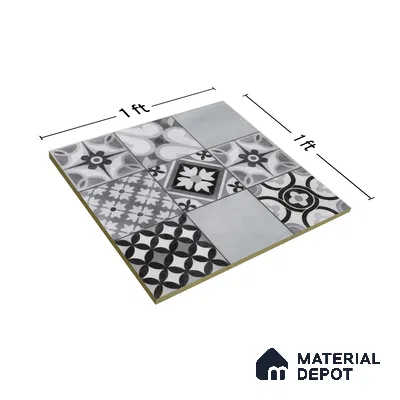 Moroccan Floor & Wall Tile TL 05422 Morissa Marrakech Mist 1 ft x 1 ft Ceramic Matte Finish - 7.5 mm | Random Design | Suitable for Bathroom, Kitchen, Balcony (Sample)
