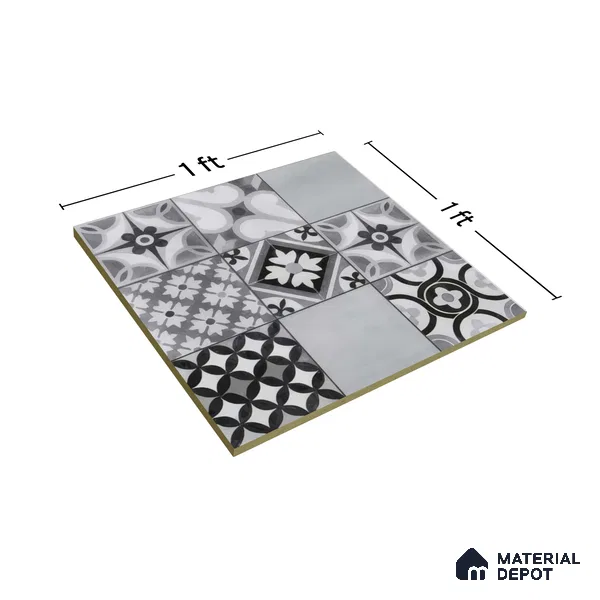 Moroccan Floor & Wall Tile TL 05422 Morissa Marrakech Mist 1 ft x 1 ft Ceramic Matte Finish - 7.5 mm | Random Design | Suitable for Bathroom, Kitchen, Balcony (Sample)