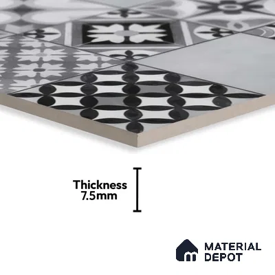 Moroccan Floor & Wall Tile TL 05422 Morissa Marrakech Mist 1 ft x 1 ft Ceramic Matte Finish - 7.5 mm | Random Design | Suitable for Bathroom, Kitchen, Balcony (Sample)