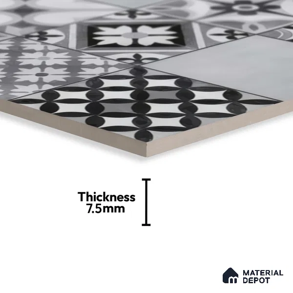 Moroccan Floor & Wall Tile TL 05422 Morissa Marrakech Mist 1 ft x 1 ft Ceramic Matte Finish - 7.5 mm | Random Design | Suitable for Bathroom, Kitchen, Balcony (Sample)