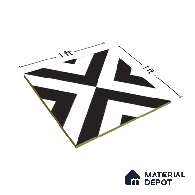 Moroccan Floor & Wall Tile TL 05438 Morissa Monochrome Box 1 ft x 1 ft Ceramic Matte Finish - 7.5 mm | Suitable for Bathroom, Kitchen, Balcony | Please Expect a Slight Variation of Pattern (Sample)