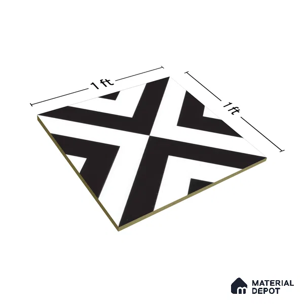 Moroccan Floor & Wall Tile TL 05438 Morissa Monochrome Box 1 ft x 1 ft Ceramic Matte Finish - 7.5 mm | Suitable for Bathroom, Kitchen, Balcony | Please Expect a Slight Variation of Pattern (Sample)