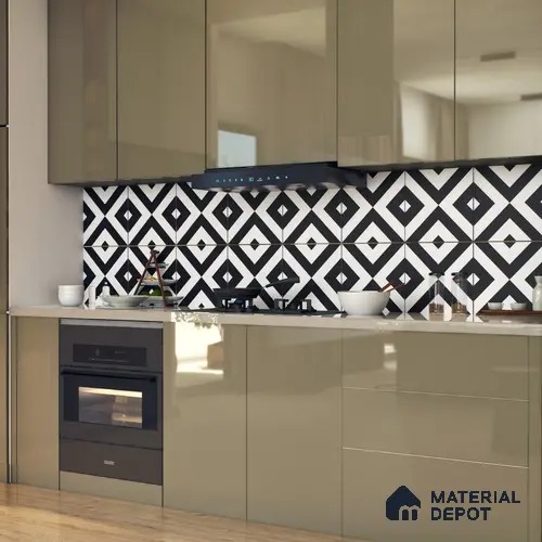 Moroccan Floor & Wall Tile TL 05438 Morissa Monochrome Box 1 ft x 1 ft Ceramic Matte Finish - 7.5 mm | Suitable for Bathroom, Kitchen, Balcony | Please Expect a Slight Variation of Pattern