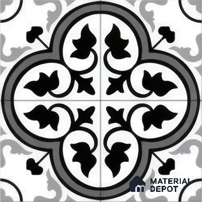 Moroccan Floor & Wall Tile TL 05437 Morissa Monochrome Feuille 1 ft x 1 ft Ceramic Matte Finish - 7.5 mm | Suitable for Bathroom, Kitchen, Balcony | Please Expect a Slight Variation of Pattern
