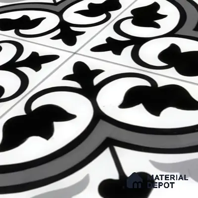Moroccan Floor & Wall Tile TL 05437 Morissa Monochrome Feuille 1 ft x 1 ft Ceramic Matte Finish - 7.5 mm | Suitable for Bathroom, Kitchen, Balcony | Please Expect a Slight Variation of Pattern