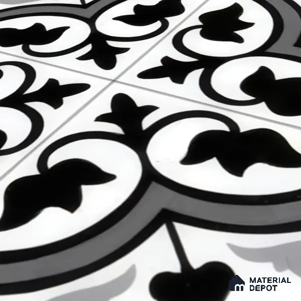 Moroccan Floor & Wall Tile TL 05437 Morissa Monochrome Feuille 1 ft x 1 ft Ceramic Matte Finish - 7.5 mm | Suitable for Bathroom, Kitchen, Balcony | Please Expect a Slight Variation of Pattern