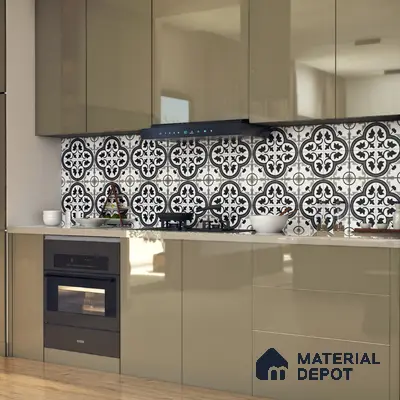 Moroccan Floor & Wall Tile TL 05437 Morissa Monochrome Feuille 1 ft x 1 ft Ceramic Matte Finish - 7.5 mm | Suitable for Bathroom, Kitchen, Balcony | Please Expect a Slight Variation of Pattern