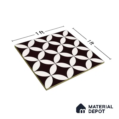 Moroccan Floor & Wall Tile TL 05432 Morissa Monochrome Petal 1 ft x 1 ft Ceramic Matte Finish - 7.5 mm | Suitable for Bathroom, Kitchen, Balcony (Sample)