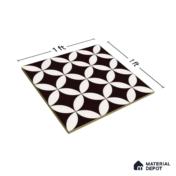 Moroccan Floor & Wall Tile TL 05432 Morissa Monochrome Petal 1 ft x 1 ft Ceramic Matte Finish - 7.5 mm | Suitable for Bathroom, Kitchen, Balcony (Sample)