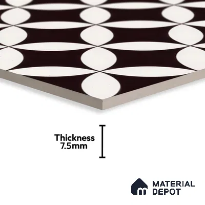 Moroccan Floor & Wall Tile TL 05432 Morissa Monochrome Petal 1 ft x 1 ft Ceramic Matte Finish - 7.5 mm | Suitable for Bathroom, Kitchen, Balcony (Sample)