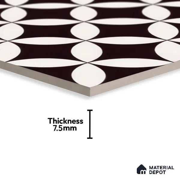 Moroccan Floor & Wall Tile TL 05432 Morissa Monochrome Petal 1 ft x 1 ft Ceramic Matte Finish - 7.5 mm | Suitable for Bathroom, Kitchen, Balcony (Sample)