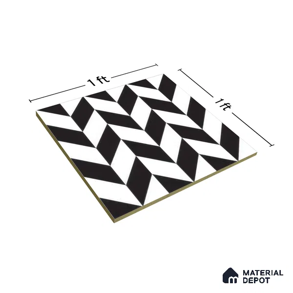 Moroccan Floor & Wall Tile TL 05439 Morissa Monochrome Rey 1 ft x 1 ft Ceramic Matte Finish - 7.5 mm | Suitable for Bathroom, Kitchen, Balcony | Please Expect a Slight Variation of Pattern