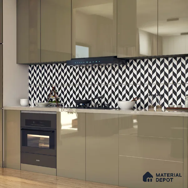 Moroccan Floor & Wall Tile TL 05439 Morissa Monochrome Rey 1 ft x 1 ft Ceramic Matte Finish - 7.5 mm | Suitable for Bathroom, Kitchen, Balcony | Please Expect a Slight Variation of Pattern