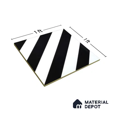 Moroccan Floor & Wall Tile TL 05431 Morissa Monochrome Zebra 1 ft x 1 ft Ceramic Matte Finish - 7.5 mm | Suitable for Bathroom, Kitchen, Balcony | Please Expect a Slight Variation of Pattern (Sample)
