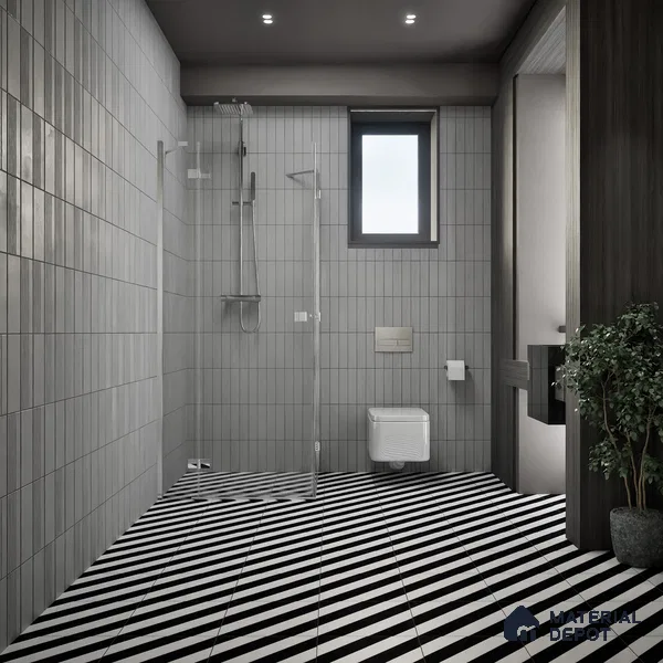 Moroccan Floor & Wall Tile TL 05431 Morissa Monochrome Zebra 1 ft x 1 ft Ceramic Matte Finish - 7.5 mm | Suitable for Bathroom, Kitchen, Balcony | Please Expect a Slight Variation of Pattern (Sample)