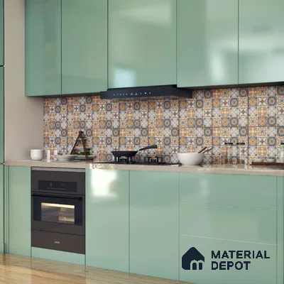 Moroccan Floor & Wall Tile TL 05427 Morissa Saffron Blue 1 ft x 1 ft Ceramic Matte Finish - 7.5 mm | Suitable for Bathroom, Kitchen, Balcony | Please Expect a Slight Variation of Pattern