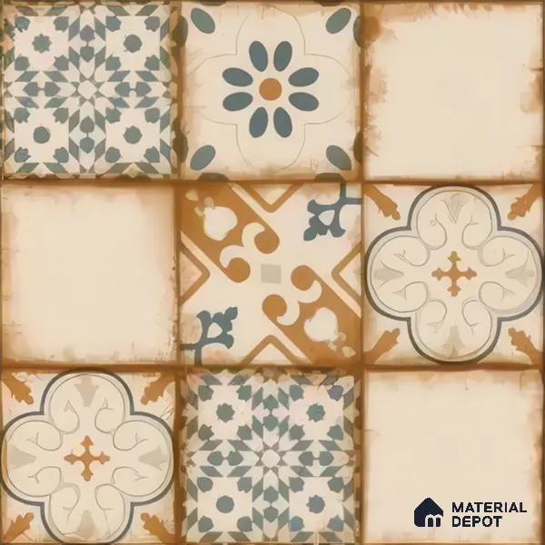 Moroccan Floor & Wall Tile TL 05426 Morissa Sahara Brown 1 ft x 1 ft Ceramic Matte Finish - 7.5 mm | Random Design | Suitable for Bathroom, Kitchen, Balcony | Please Expect a Slight Variation of Pattern