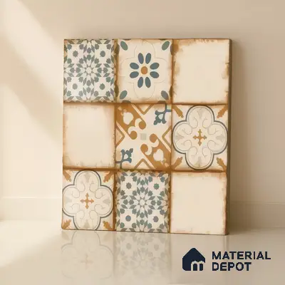 Moroccan Floor & Wall Tile TL 05426 Morissa Sahara Brown 1 ft x 1 ft Ceramic Matte Finish - 7.5 mm | Random Design | Suitable for Bathroom, Kitchen, Balcony | Please Expect a Slight Variation of Pattern