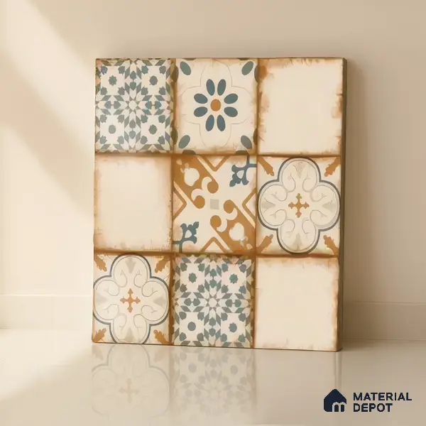 Moroccan Floor & Wall Tile TL 05426 Morissa Sahara Brown 1 ft x 1 ft Ceramic Matte Finish - 7.5 mm | Random Design | Suitable for Bathroom, Kitchen, Balcony | Please Expect a Slight Variation of Pattern