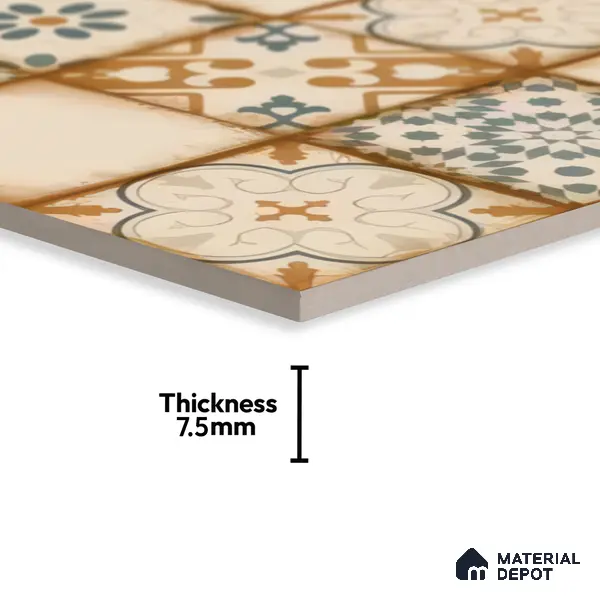 Moroccan Floor & Wall Tile TL 05426 Morissa Sahara Brown 1 ft x 1 ft Ceramic Matte Finish - 7.5 mm | Random Design | Suitable for Bathroom, Kitchen, Balcony | Please Expect a Slight Variation of Pattern