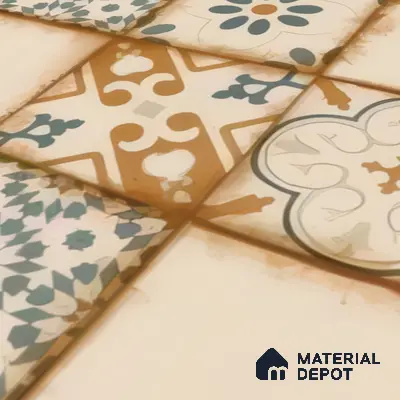Moroccan Floor & Wall Tile TL 05426 Morissa Sahara Brown 1 ft x 1 ft Ceramic Matte Finish - 7.5 mm | Random Design | Suitable for Bathroom, Kitchen, Balcony | Please Expect a Slight Variation of Pattern