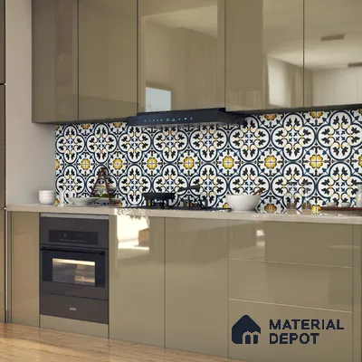 Moroccan Floor & Wall Tile TL 05430 B Morissa Blue Fleur 1 ft x 1 ft Ceramic Matte Finish - 7.5 mm | Suitable for Bathroom, Kitchen, Balcony | Please Expect a Slight Variation of Pattern