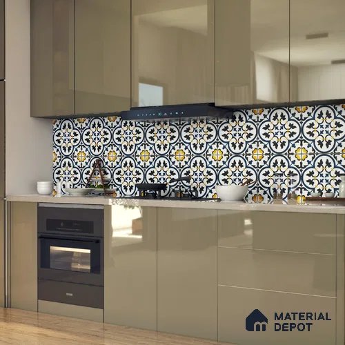 Moroccan Floor & Wall Tile TL 05430 B Morissa Blue Fleur 1 ft x 1 ft Ceramic Matte Finish - 7.5 mm | Suitable for Bathroom, Kitchen, Balcony | Please Expect a Slight Variation of Pattern