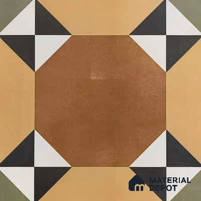 Moroccan Floor & Wall Athangudi Tile TL 05448 Morissa Terracotta Abstract 1 ft x 1 ft Ceramic Matte Finish - 7.5 mm | Suitable for Bathroom, Kitchen, Balcony | Please Expect a Slight Variation of Pattern