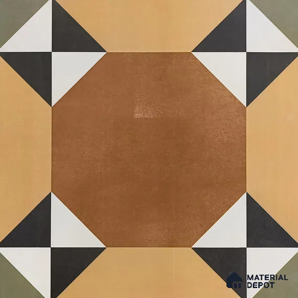 Moroccan Floor & Wall Athangudi Tile TL 05448 Morissa Terracotta Abstract 1 ft x 1 ft Ceramic Matte Finish - 7.5 mm | Suitable for Bathroom, Kitchen, Balcony | Please Expect a Slight Variation of Pattern