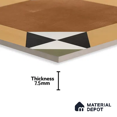 Moroccan Floor & Wall Athangudi Tile TL 05448 Morissa Terracotta Abstract 1 ft x 1 ft Ceramic Matte Finish - 7.5 mm | Suitable for Bathroom, Kitchen, Balcony | Please Expect a Slight Variation of Pattern