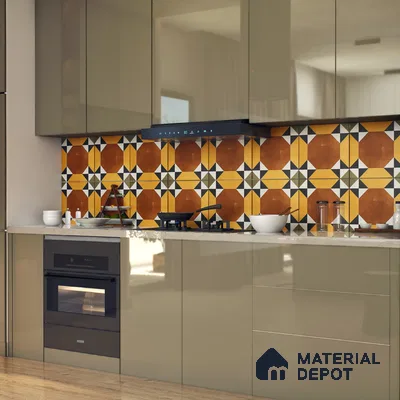 Moroccan Floor & Wall Athangudi Tile TL 05448 Morissa Terracotta Abstract 1 ft x 1 ft Ceramic Matte Finish - 7.5 mm | Suitable for Bathroom, Kitchen, Balcony | Please Expect a Slight Variation of Pattern