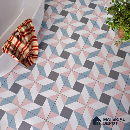 Multifired Moroccan Floor & Wall Tile TL 05692 Zellige Blossom Haze 1 ft x 1 ft Vitrified Matte Finish - 9 mm | Suitable for Bathroom, Kitchen & Backsplash