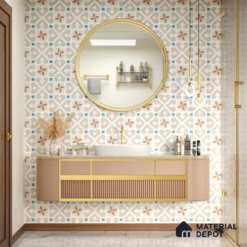 Multifired Moroccan Floor & Wall Tile TL 05716 Zellige Casablanca Dreams 1 ft x 1 ft Vitrified Matte Finish - 9 mm | Suitable for Bathroom, Kitchen & Backsplash
