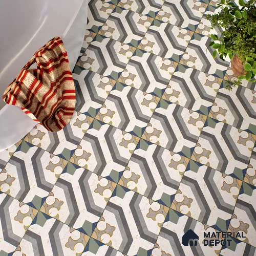 Multifired Moroccan Floor & Wall Tile TL 05662 Zellige Divine Garden 1 ft x 1 ft Vitrified Matte Finish - 9 mm | Suitable for Bathroom, Kitchen & Backsplash