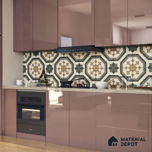 Multifired Moroccan Floor & Wall Tile TL 05662 Zellige Divine Garden 1 ft x 1 ft Vitrified Matte Finish - 9 mm | Suitable for Bathroom, Kitchen & Backsplash