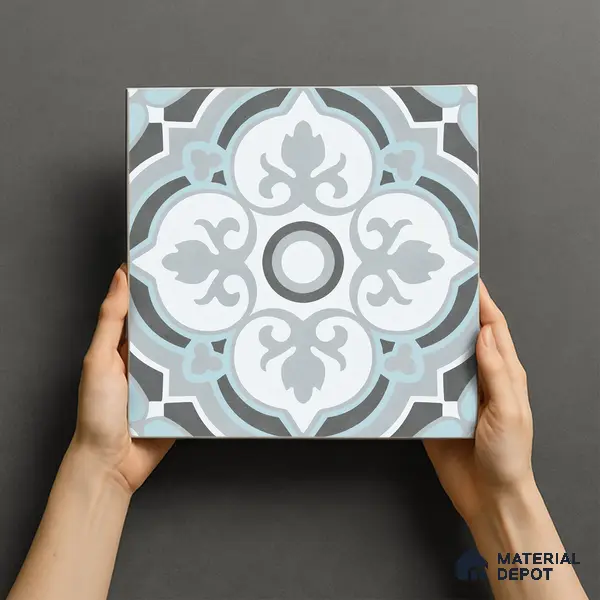 Multifired Moroccan Floor & Wall Tile TL 05715 Zellige Elegant Aqua 1 ft x 1 ft Vitrified Matte Finish - 9 mm | Suitable for Bathroom, Kitchen & Backsplash