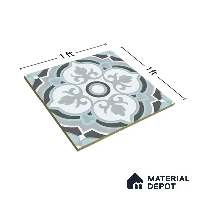 Multifired Moroccan Floor & Wall Tile TL 05715 Zellige Elegant Aqua 1 ft x 1 ft Vitrified Matte Finish - 9 mm | Suitable for Bathroom, Kitchen & Backsplash