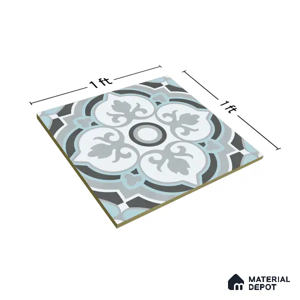 Multifired Moroccan Floor & Wall Tile TL 05715 Zellige Elegant Aqua 1 ft x 1 ft Vitrified Matte Finish - 9 mm | Suitable for Bathroom, Kitchen & Backsplash