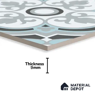 Multifired Moroccan Floor & Wall Tile TL 05715 Zellige Elegant Aqua 1 ft x 1 ft Vitrified Matte Finish - 9 mm | Suitable for Bathroom, Kitchen & Backsplash