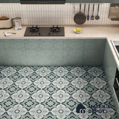 Multifired Moroccan Floor & Wall Tile TL 05715 Zellige Elegant Aqua 1 ft x 1 ft Vitrified Matte Finish - 9 mm | Suitable for Bathroom, Kitchen & Backsplash