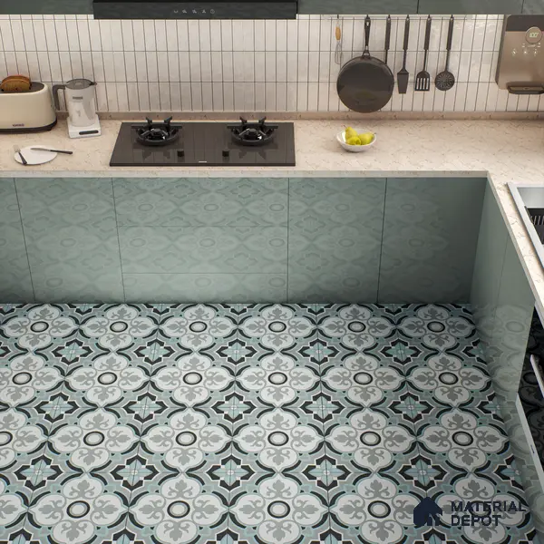 Multifired Moroccan Floor & Wall Tile TL 05715 Zellige Elegant Aqua 1 ft x 1 ft Vitrified Matte Finish - 9 mm | Suitable for Bathroom, Kitchen & Backsplash