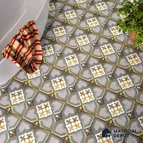 Multifired Moroccan Floor & Wall Tile TL 05661 Zellige Golden Juniper 1 ft x 1 ft Vitrified Matte Finish - 9 mm | Suitable for Bathroom, Kitchen & Backsplash