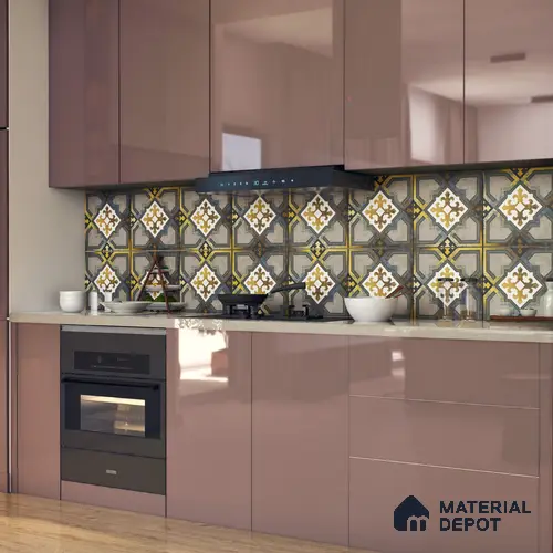 Multifired Moroccan Floor & Wall Tile TL 05661 Zellige Golden Juniper 1 ft x 1 ft Vitrified Matte Finish - 9 mm | Suitable for Bathroom, Kitchen & Backsplash