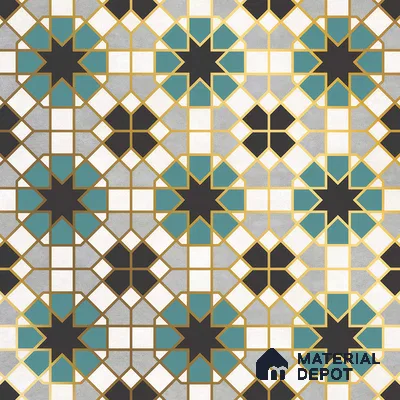Multifired Moroccan Floor & Wall Tile TL 05666 Zellige Labyrinth Celebration 1 ft x 1 ft Vitrified Matte Finish - 9 mm | Suitable for Bathroom, Kitchen & Backsplash (Sample)