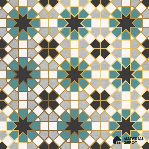 Multifired Moroccan Floor & Wall Tile TL 05666 Zellige Labyrinth Celebration 1 ft x 1 ft Vitrified Matte Finish - 9 mm | Suitable for Bathroom, Kitchen & Backsplash (Sample)