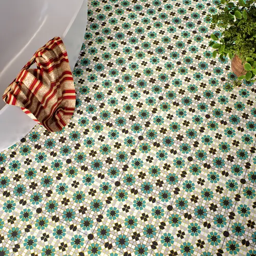 Multifired Moroccan Floor & Wall Tile TL 05666 Zellige Labyrinth Celebration 1 ft x 1 ft Vitrified Matte Finish - 9 mm | Suitable for Bathroom, Kitchen & Backsplash